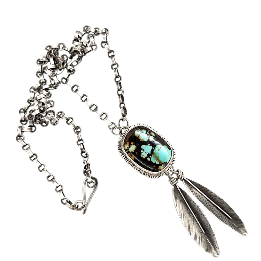 Necklace - Turquoise with Feathers