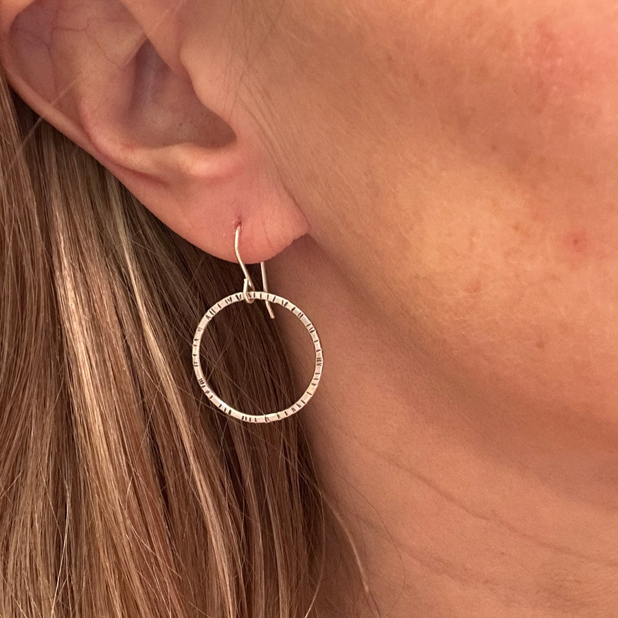 Earrings - Stamped Silver Circles