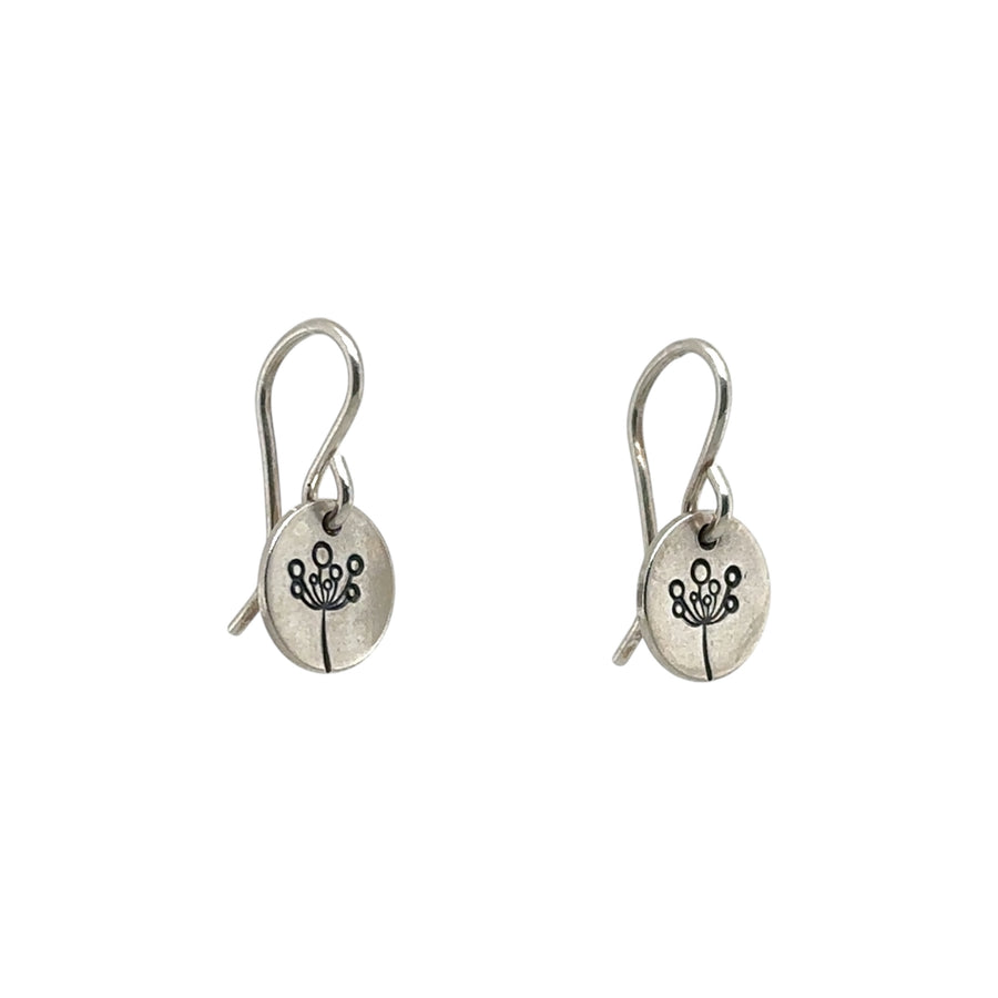 Earrings - Disk with Mod Flower