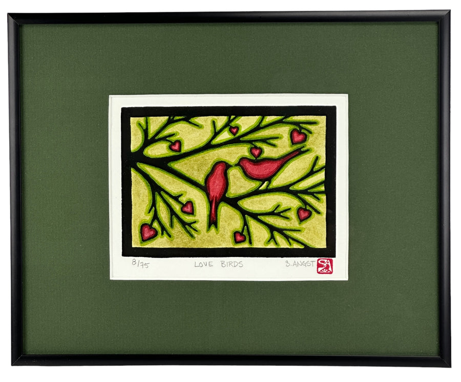 Love Birds - Original Linocut