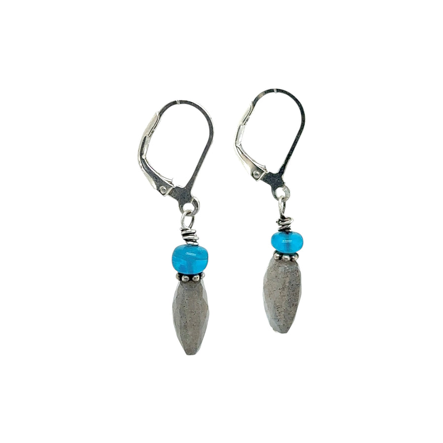 Earrings - Labradorite and Neon Apatite