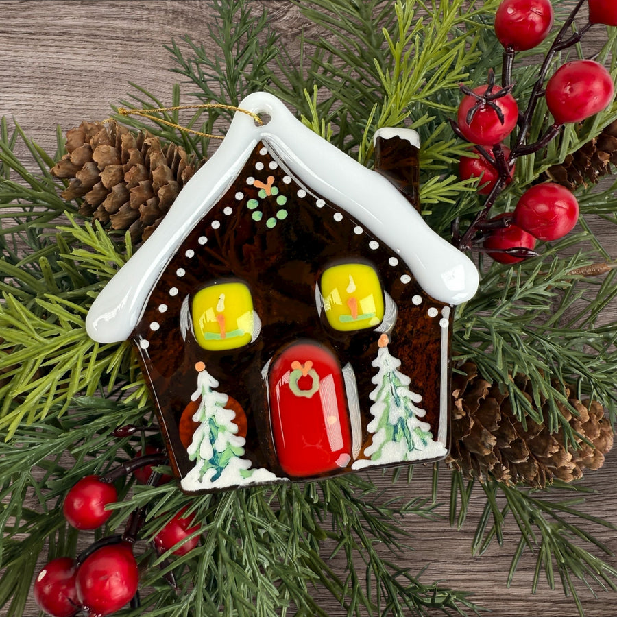 Gingerbread House Glass Ornament