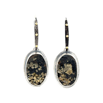 Earrings - Pyrite in Slate