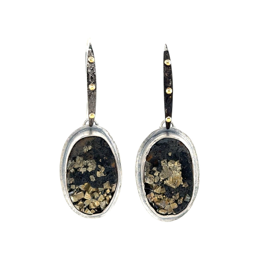 Earrings - Pyrite in Slate