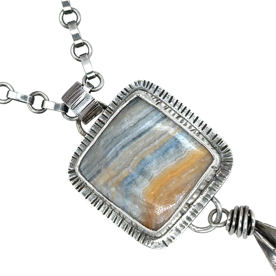 Necklace - Dolomite/Calcite with Silver Feather
