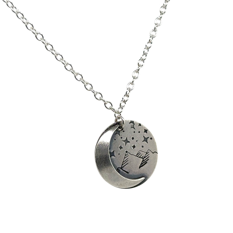 Necklace - Two Dimensional Disk with Mountains, Stars and Moon