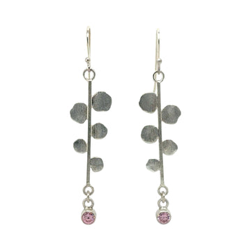 Earrings - Pink Sapphire with Stick and Discs