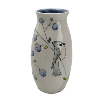 Birds and Blueberries - Vase - Medium