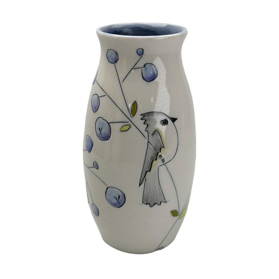 Birds and Blueberries - Vase - Medium
