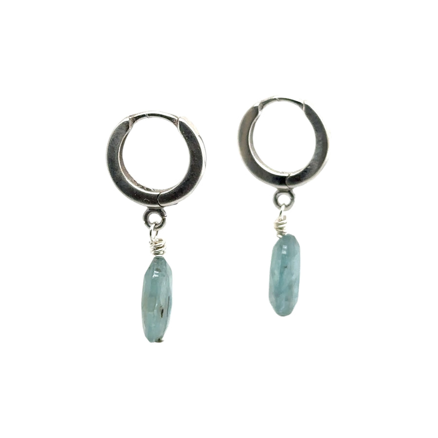 Earrings - Huggie Hoops with Blue Kyanite