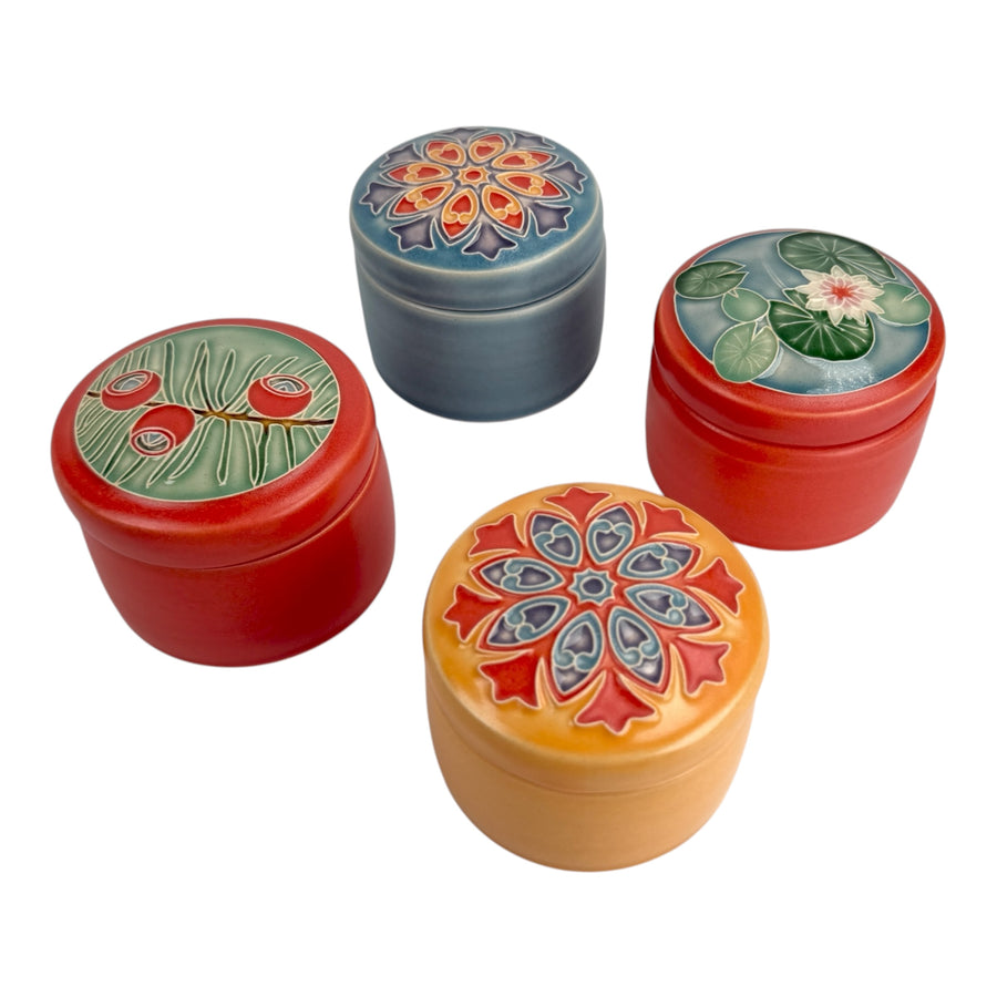 Trinket Box - Water Lily - Red