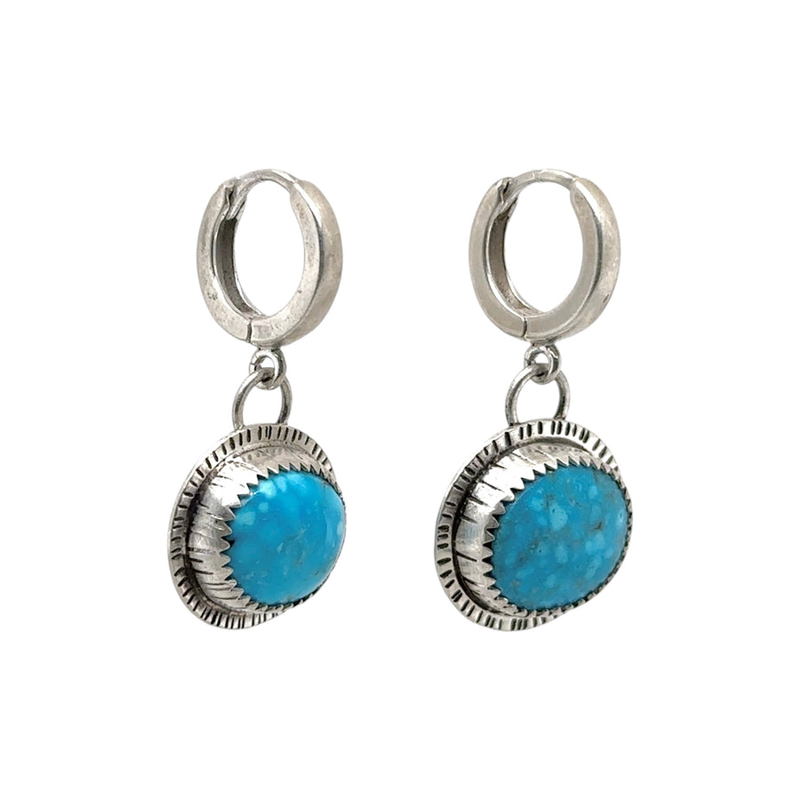 Earrings - Turquoise on Huggie Hoops