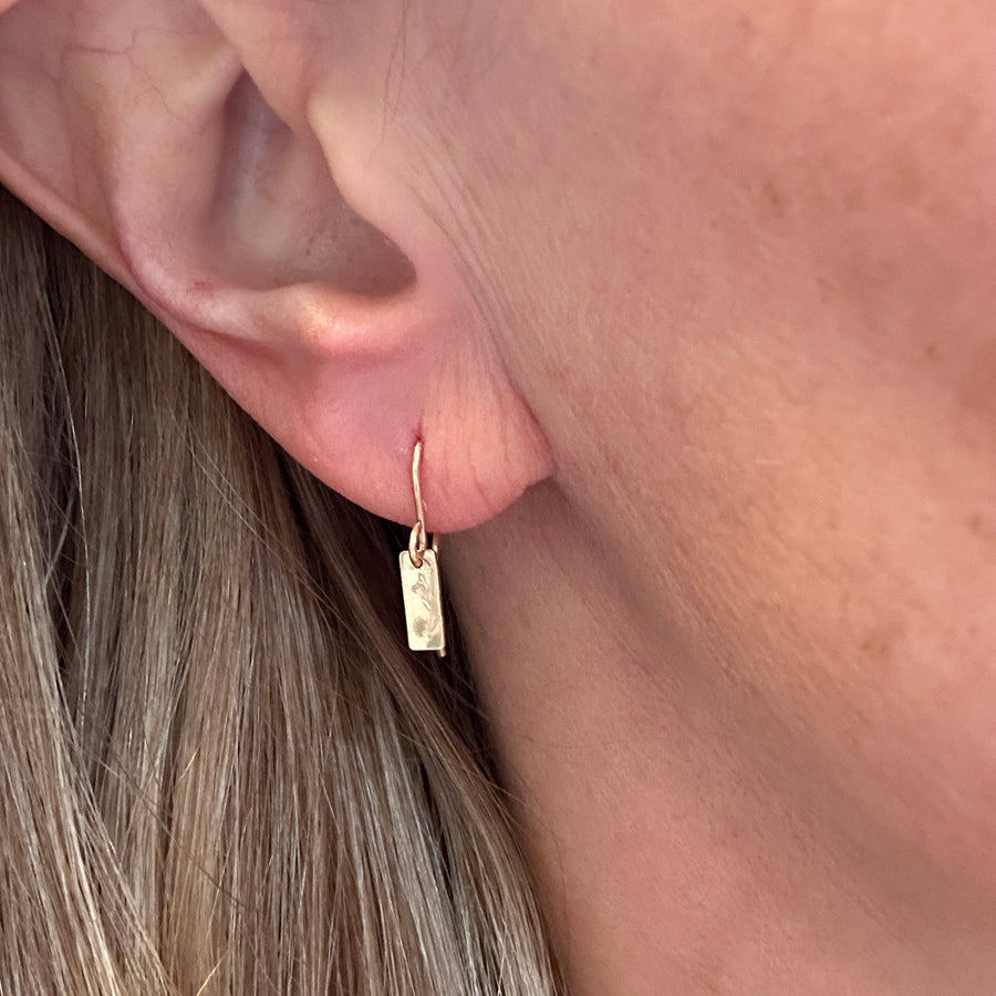 Earrings - Small Rectangle with Flower Sprig