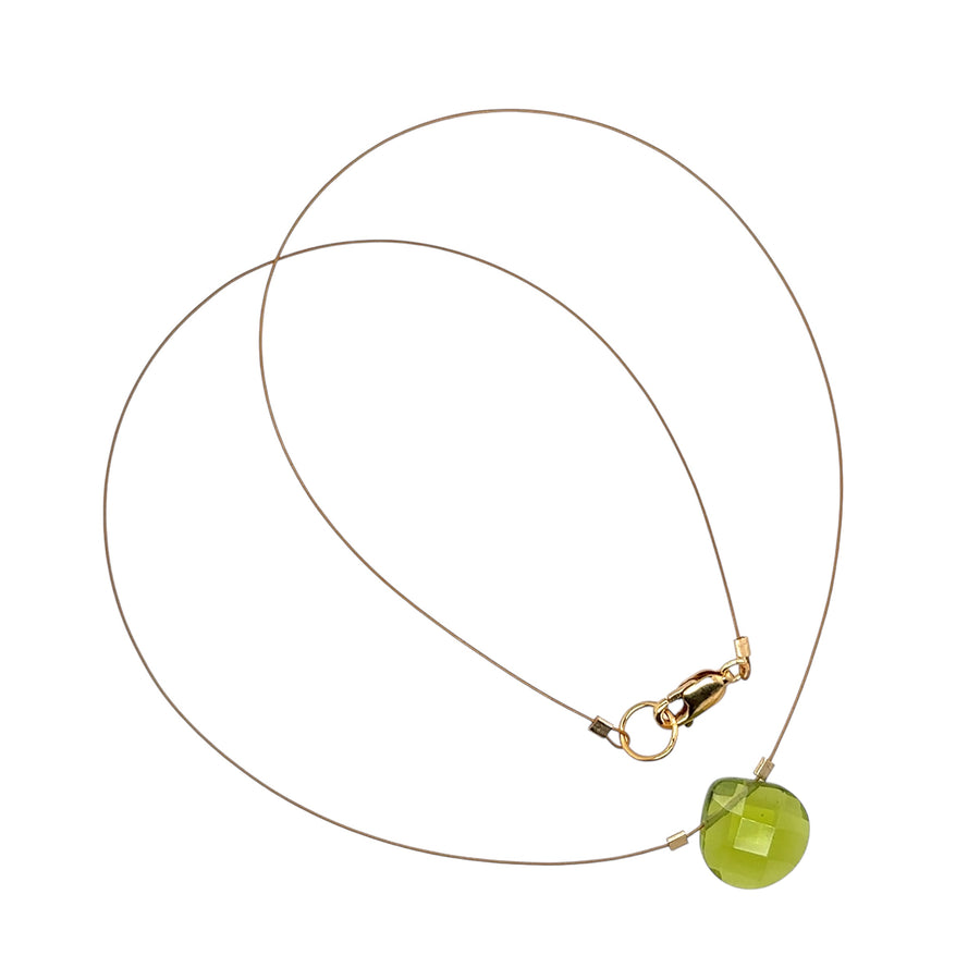 Czech Quartz Necklace - Lime Green