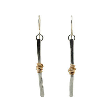 Earrings - Silver Twig with Gold Fill - Large