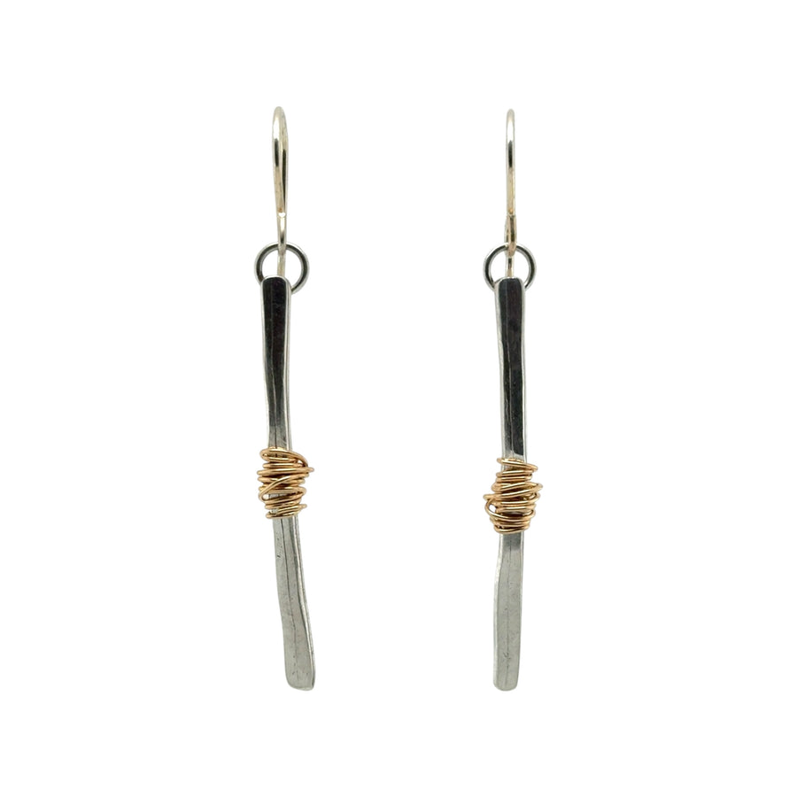 Earrings - Silver Twig with Gold Fill - Large