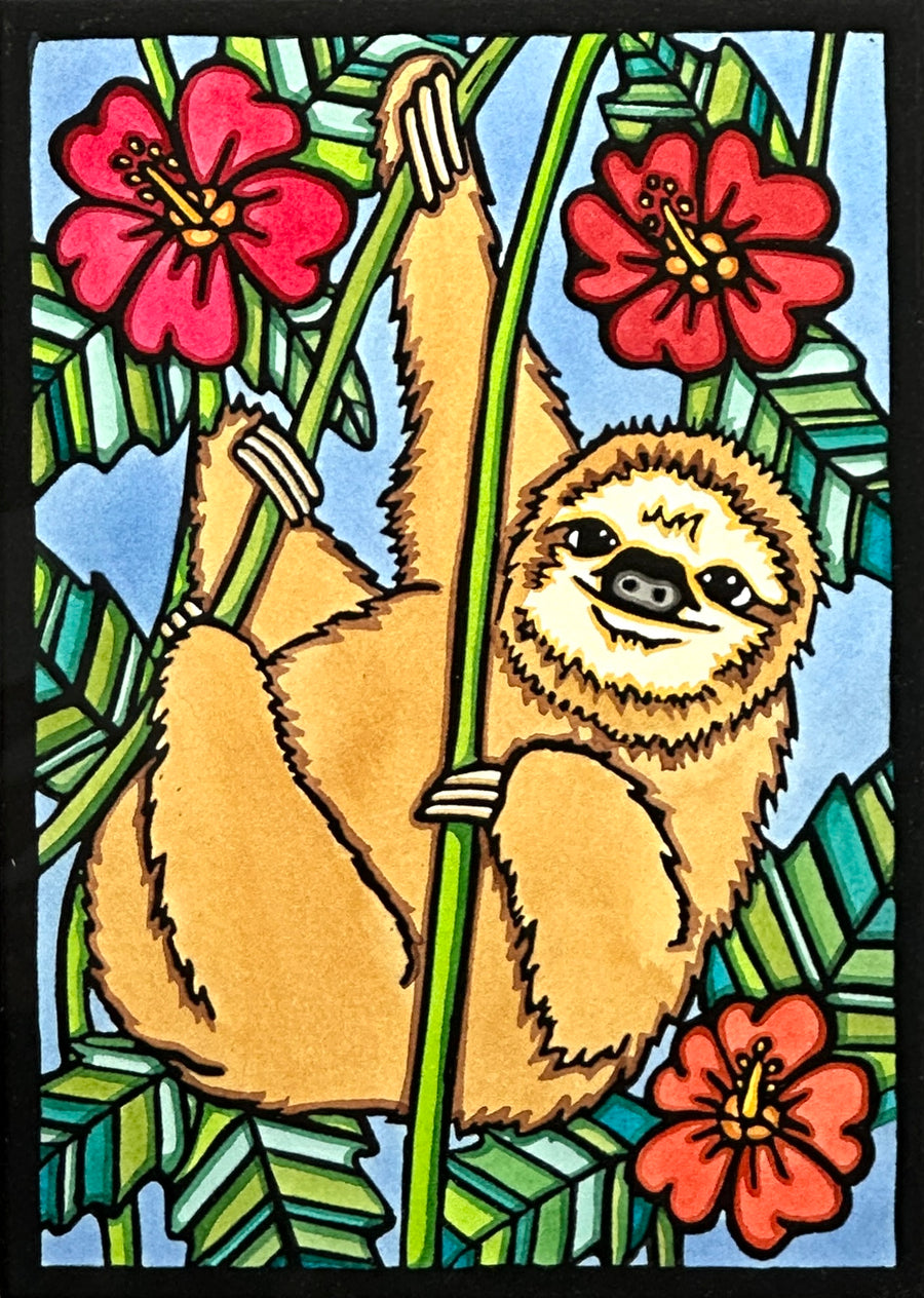 Sloth - Original Linocut