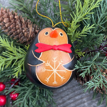Gourd Ornament - Penguin - Red Scarf
