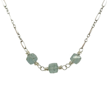 Necklace - Aquamarine Cubes