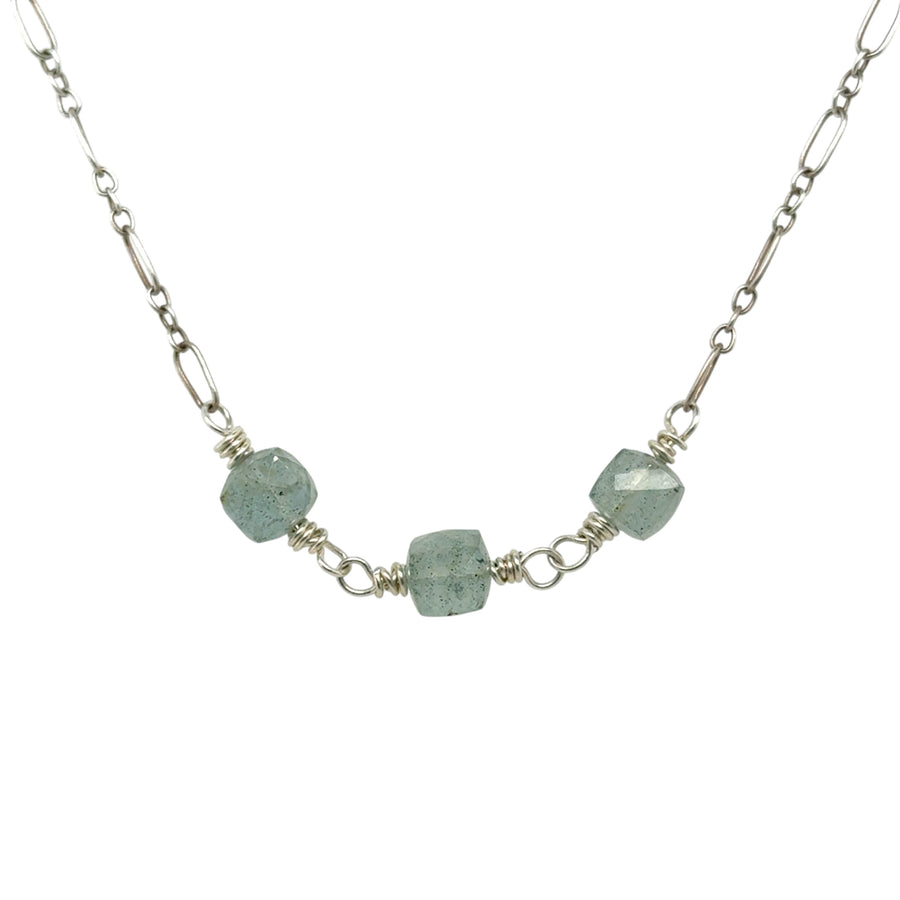 Necklace - Aquamarine Cubes