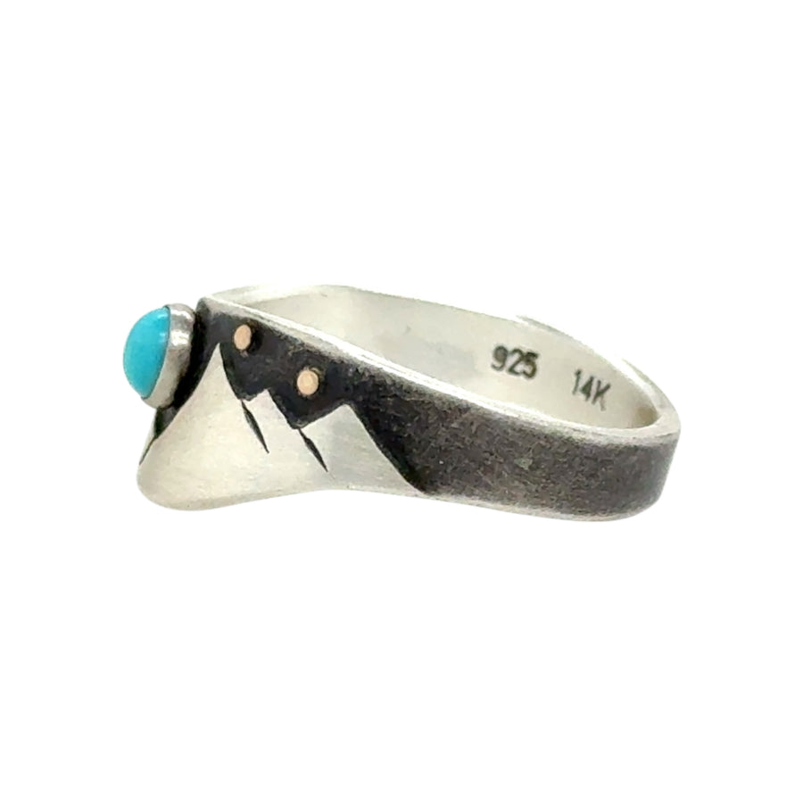 Mountains Ring with Turquoise #16s