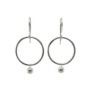Earrings - Silver Circles with Ball