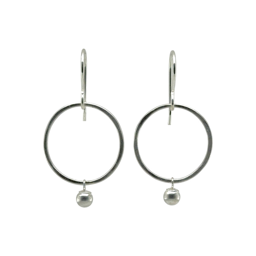 Earrings - Silver Circles with Ball