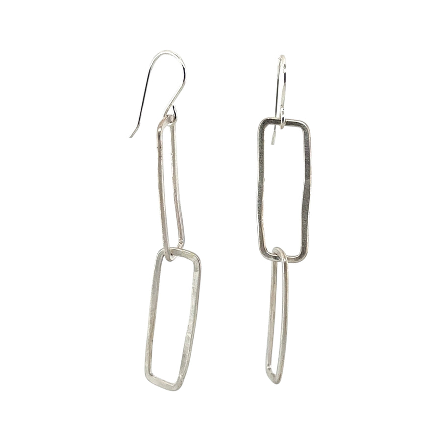 Earrings - Silver Double Rectangles