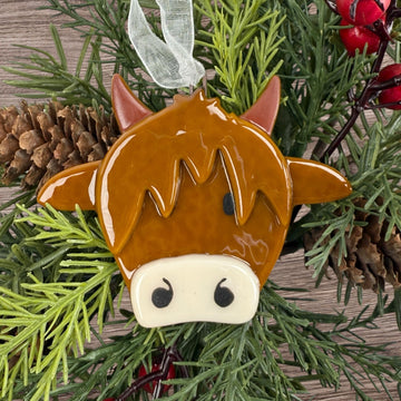 Highland Cow Glass Ornament