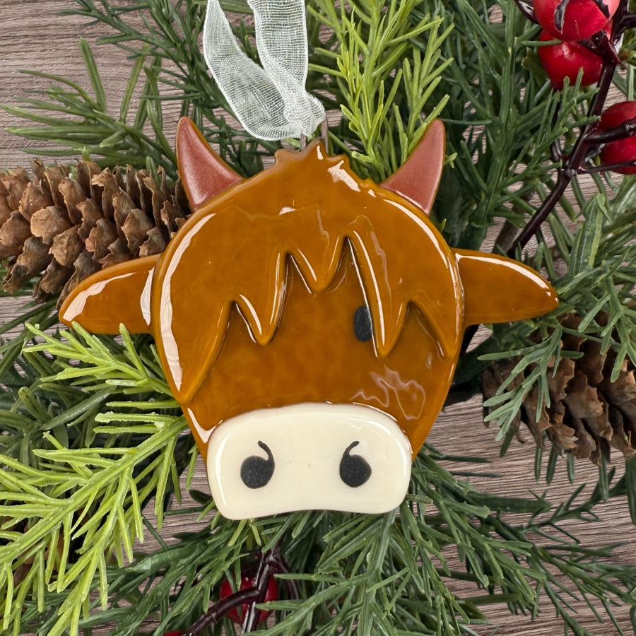 Highland Cow Glass Ornament