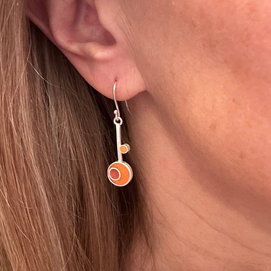 Earrings - Resin - Orange and Gold