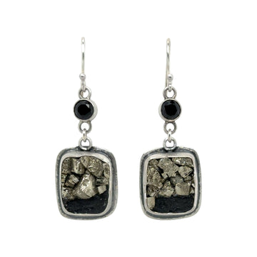 Earrings - Pyrite in Slate and Spinal