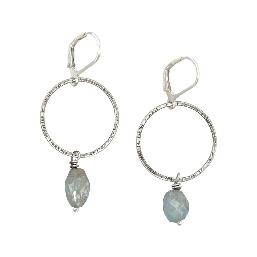 Earrings - Moss Aquamarine on Circles