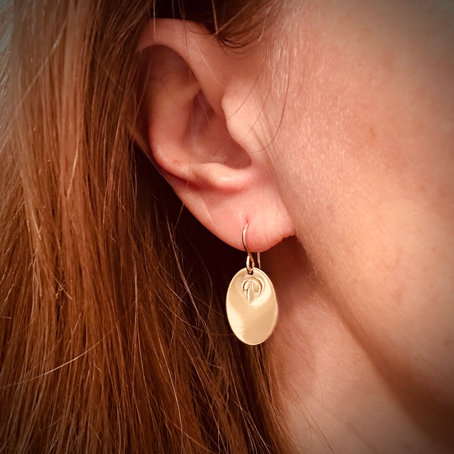 Earrings - Ovals with India Leaf