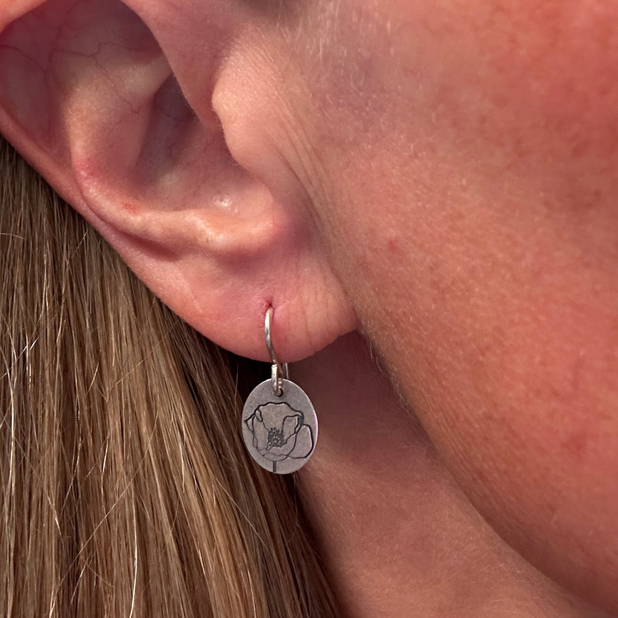 Earrings - Oval with Poppy
