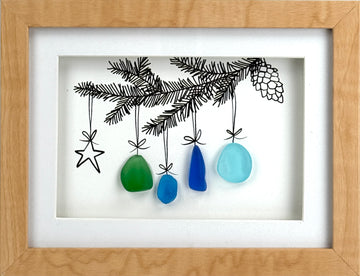 Sea Glass Four Christmas Bulbs