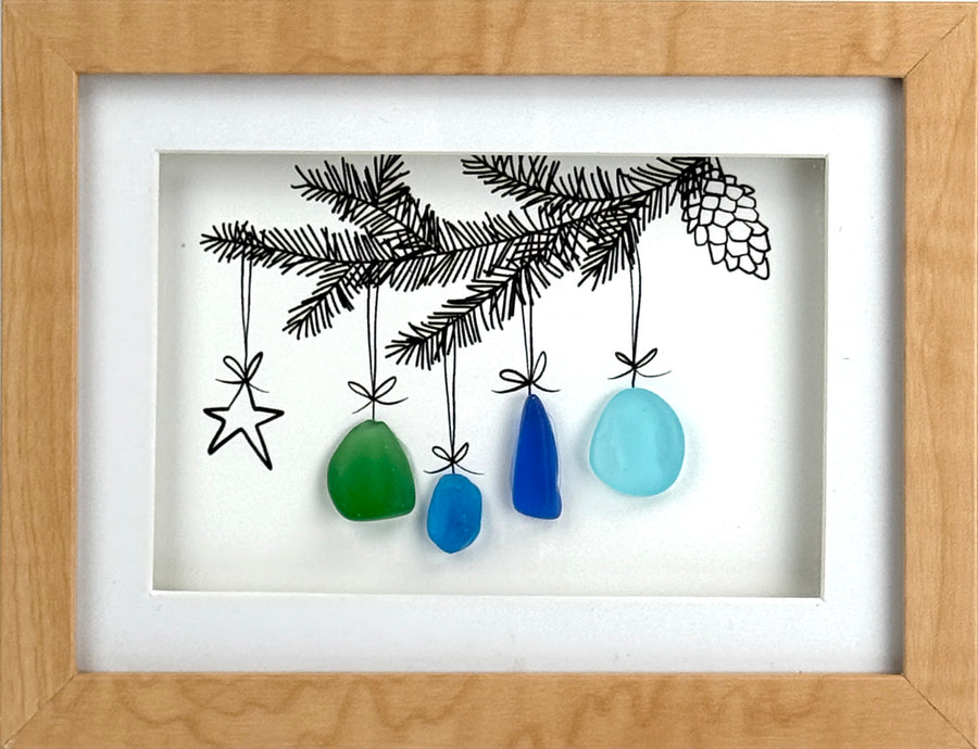 Sea Glass Four Christmas Bulbs