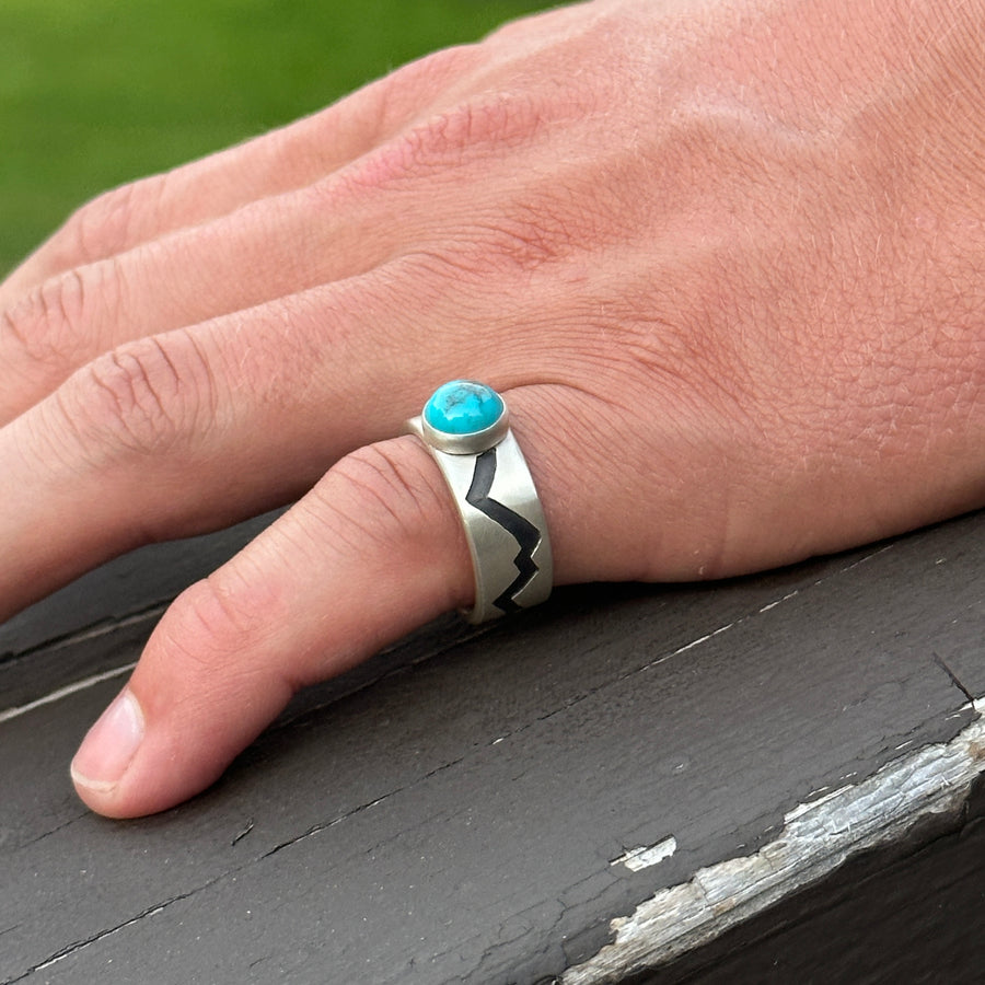 Mountains Ring with Turquoise #15s
