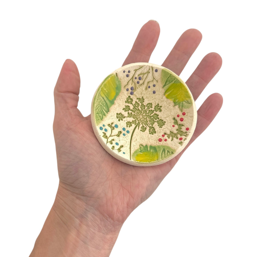 Trinket Dish - Pressed Flowers with Greenery