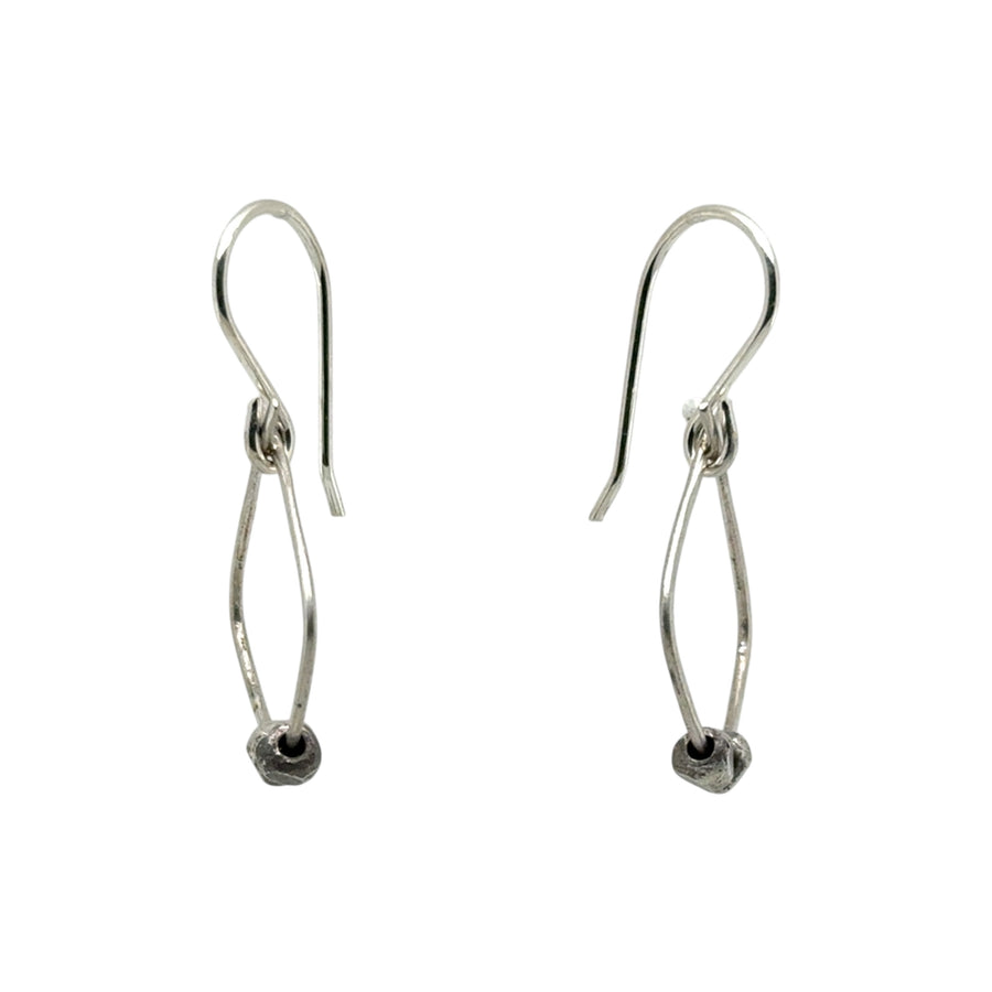 Earrings - Silver Small Overlap with Silver Beads