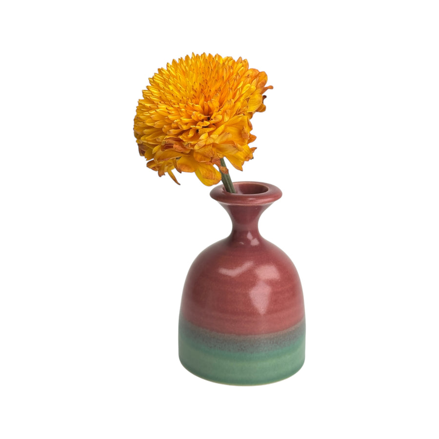 Bud Vase - Cranberry/Green