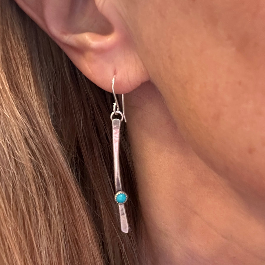 Earrings - Turquoise on Silver Twigs