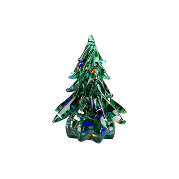 Small Decorated Glass Tree - Dark Green