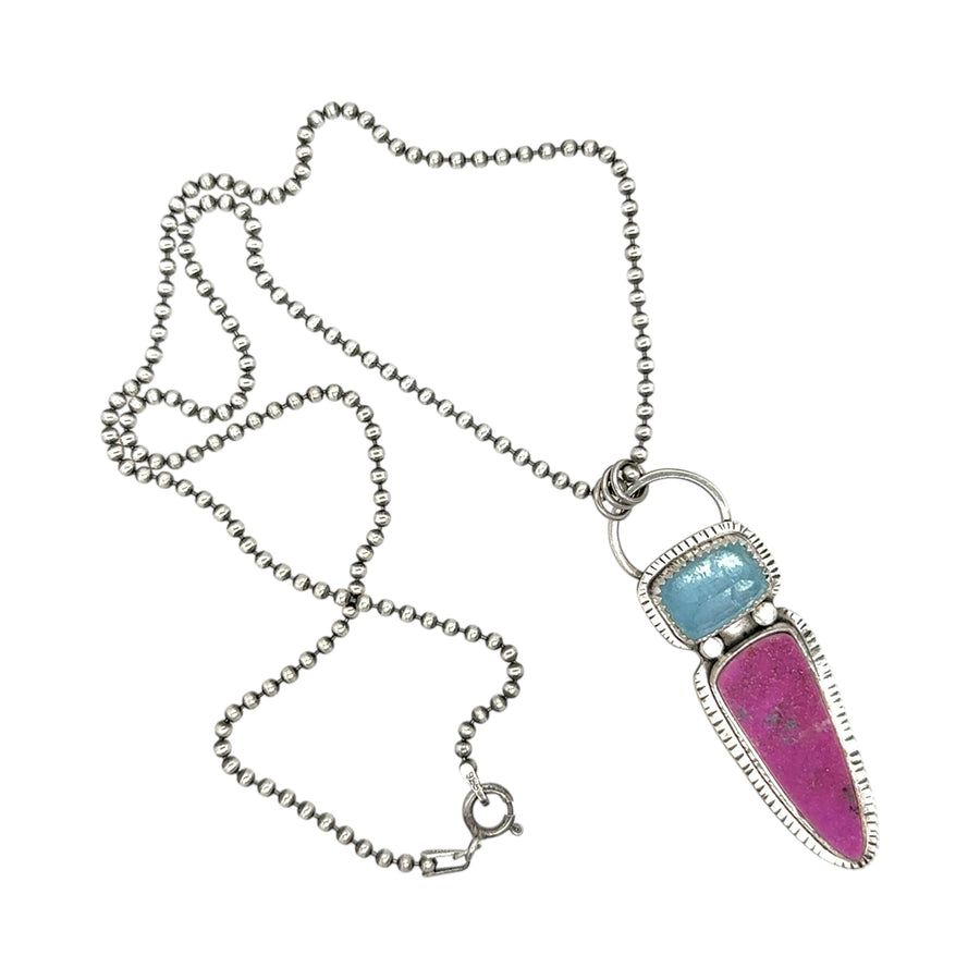 Necklace - Cobalto Calcite and Aquamarine