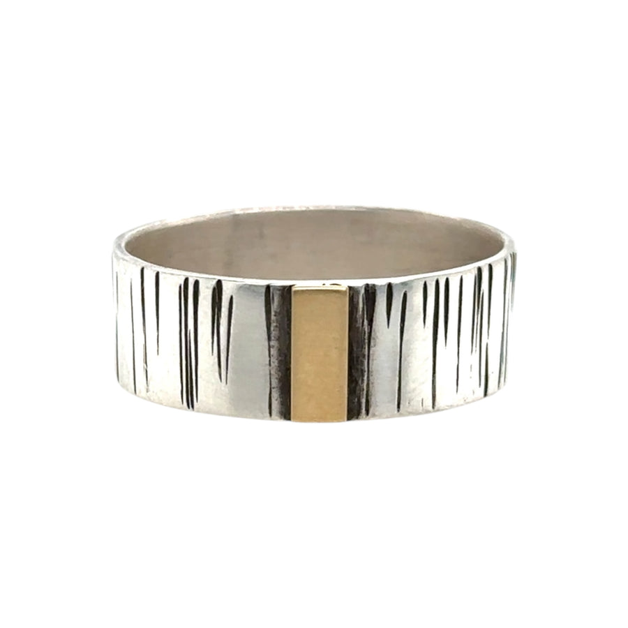 Ring - Silver with 18k Gold Band - Size 12.75