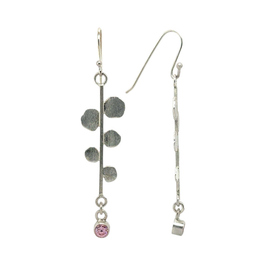 Earrings - Pink Sapphire with Stick and Discs