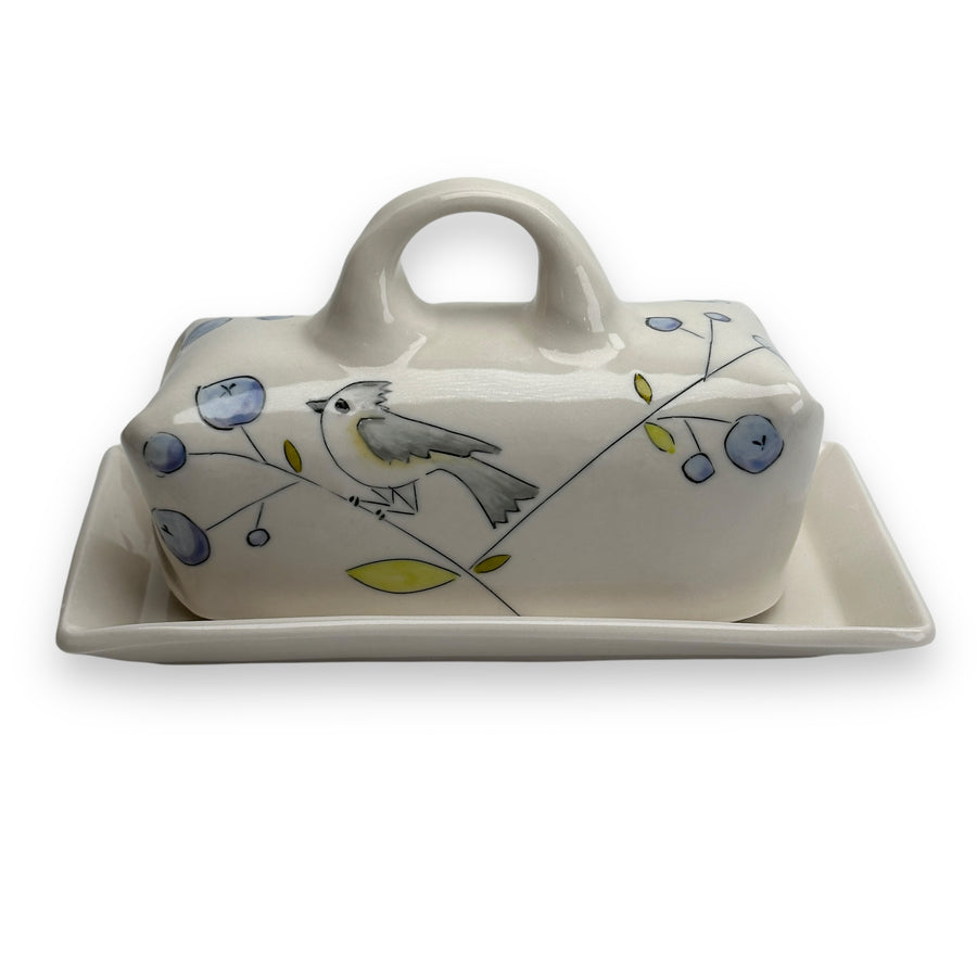 Birds and Blueberries - Butter Dish