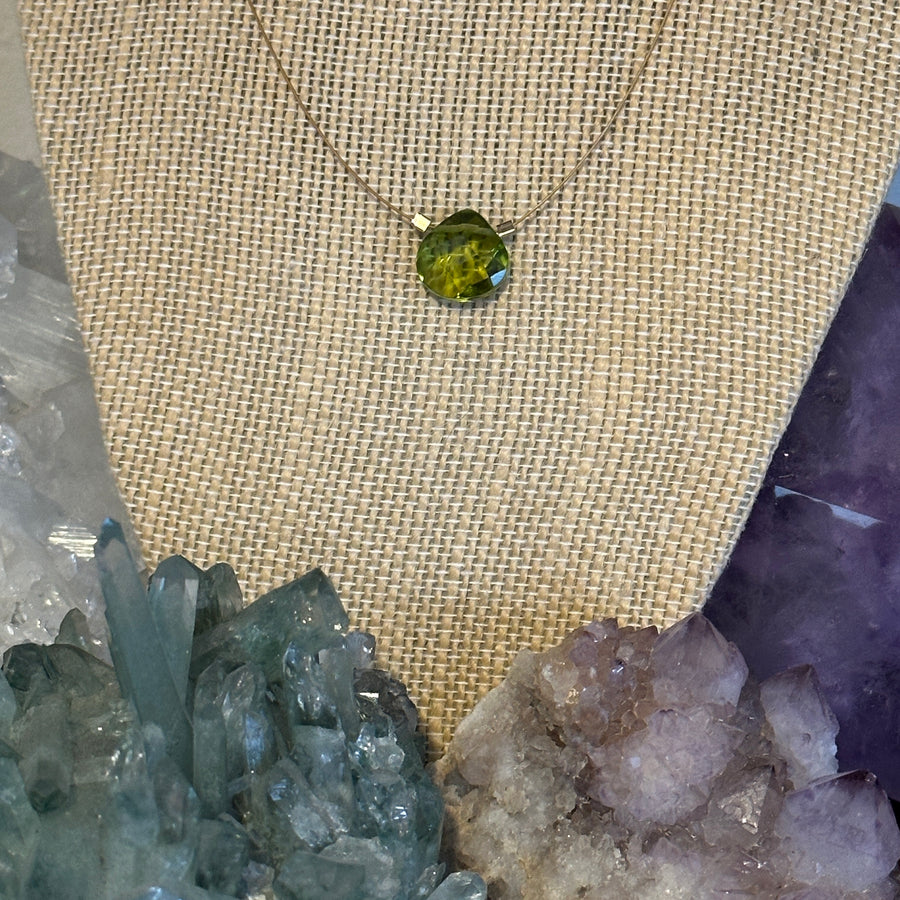 Czech Quartz Necklace - Lime