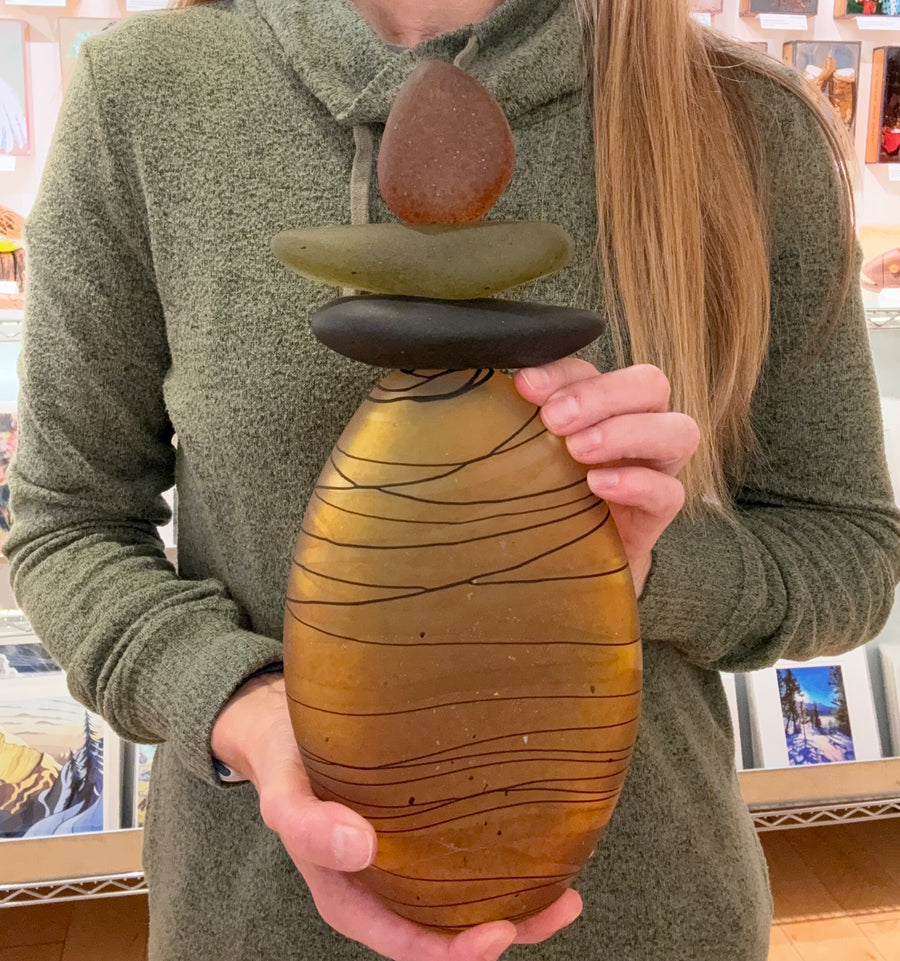 Gold, Gray, Green and Burnt Orange Cairn
