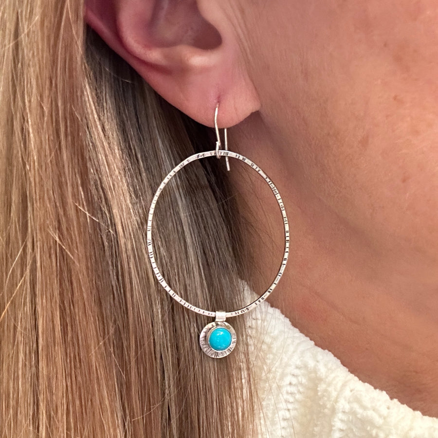 Earrings - Silver Ovals with Turquoise